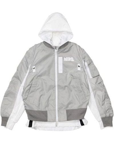 Nike X Sacai Crossover Double Layer Contrasting Colors Sports Hooded Jacket Us Edition Gray