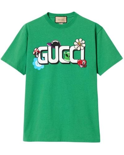 Gucci Cotton Jersey T-shirt With Print - Green