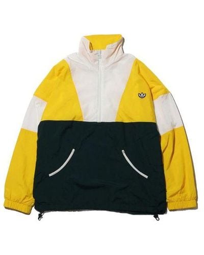 adidas Originals Track Top Super Colorblock Logo Half Zipper Jacket - Yellow