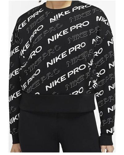 Nike Pro Dri-fit Round-neck Sweatshirt - Black