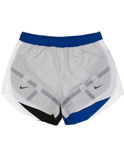 Nike Ispa Series Tempo Colorblock Logo Sports Shorts Gray Blue