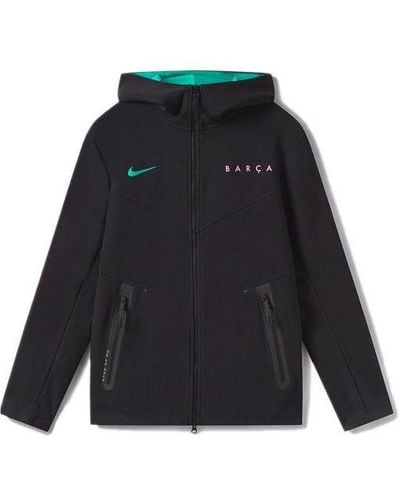 Nike Tech Pac Barcelona Full-length Zipper Cardigan Hooded Jacket - Blue
