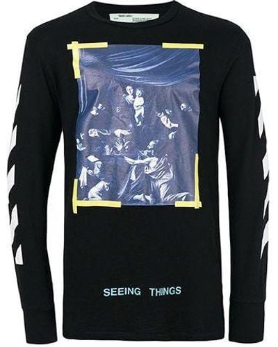 Off-White c/o Virgil Abloh Chest Painting Printing Long Sleeves - Black