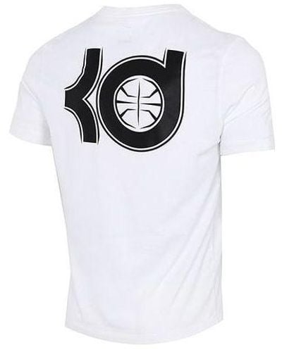 Nike Dri-fit Kd Durant Printing Sports Round Neck Basketball Short Sleeve - White