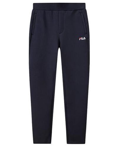 Fila Straight Casual Pants Stay Warm Sports Knit Long Pants Blue