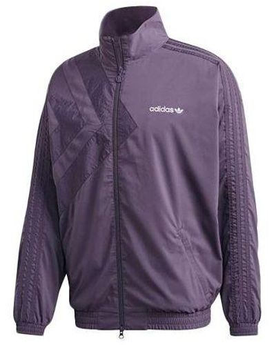 adidas Originals Logo Printing Stand Collar Sports Jacket - Purple