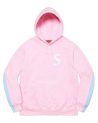 Supreme S Logo Split Hooded Sweatshirt - Pink