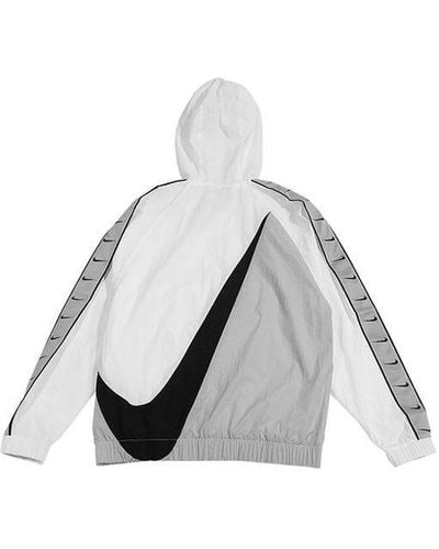 Nike Sportswear Swoosh Long Sleeve Printed Loose Pocket Hoodie - Gray