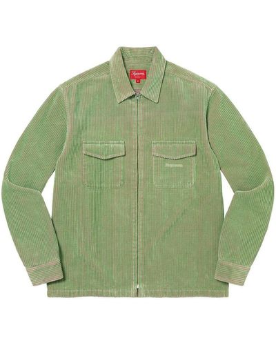 Supreme 2-tone Corduroy Zip Up Shirt - Green