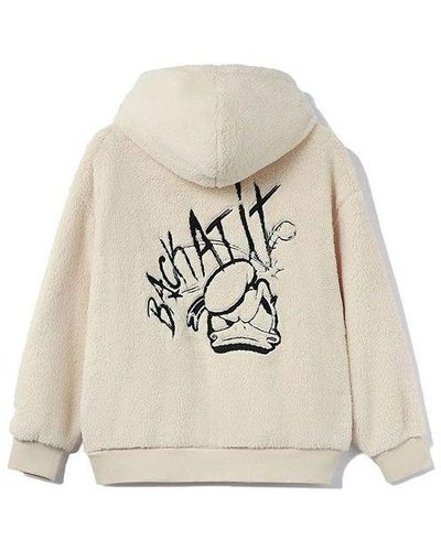 Li-ning X Disney Crossover Sports Living Series Cartoon Embroidered Suede Loose Hoodie White