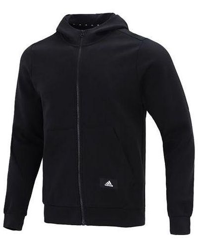 adidas M Fi Dblknt Fz Casual Sports Cardigan Hooded Jacket - Blue