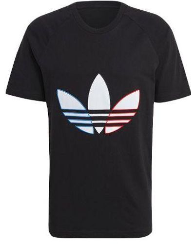 adidas Originals Logo Embroidered Sports Round Neck Short Sleeve - Black