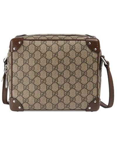 Gucci Leather Detail Shoulder Bag Beige Ebony - Metallic