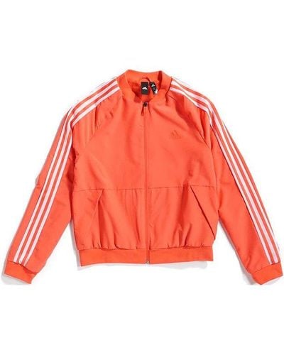 adidas Wmn Bomber Sports Stylish Stripe Jacket - Orange