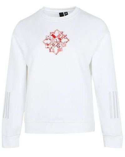 adidas Cny Sweat Limited Funny Pattern Sports Round Neck Hoodie - White