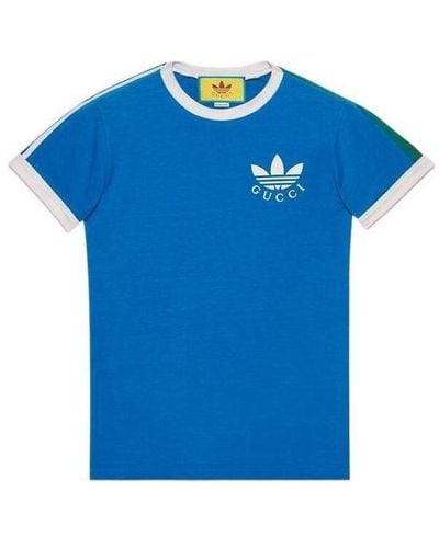 Gucci X Adidas Trefoil Print T-shirt - Blue