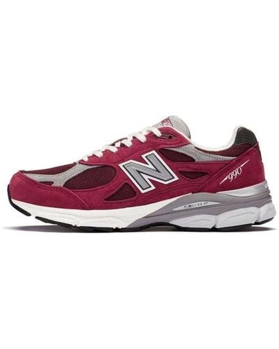New Balance Made In Usa 990v3 In Red/grey Leather