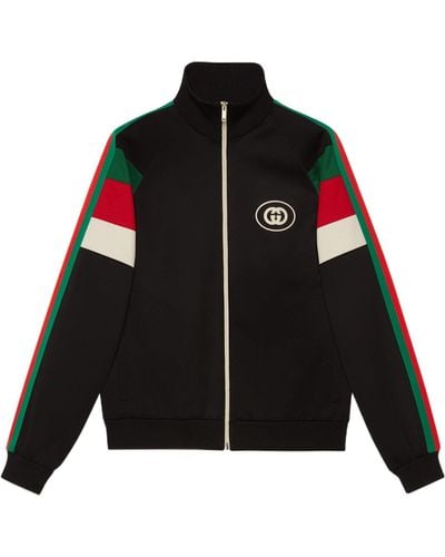 Gucci Fw22 Neoprene Zip Jacket With Web - Black