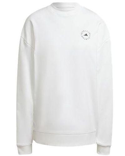 adidas Round Neck Pullover Solid Color Long Sleeves Hoodie - White