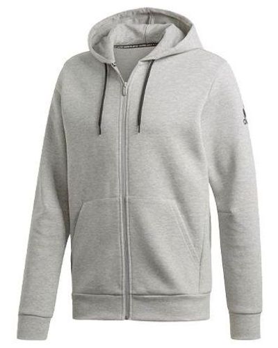 adidas Zipper Hooded Track Jacket Gray