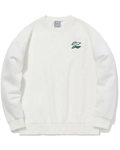 Li-ning Round Neck Casual Sports Long Sleeves Pullover - White