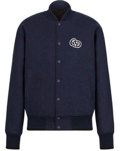 Dior Ss22 Logo Printing Stripe Long Sleeves Jacket Autumn - Blue