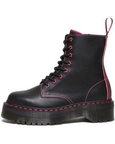 Dr. Martens Jadon Ii Neon Star Leather Platform Boots - Black
