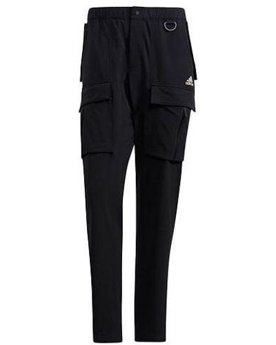 adidas Utl Cargo Pants Solid Color Outdoor Multiple Pockets Sports Pants - Black