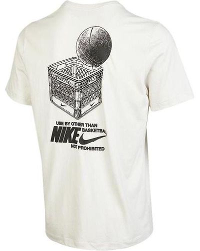 Nike Logo Pattern Printing Round Neck Short Sleeve White T-shirt