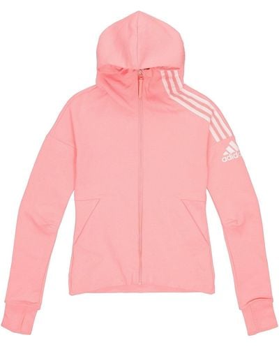 adidas Letter Printing Hooded Jacket - Pink