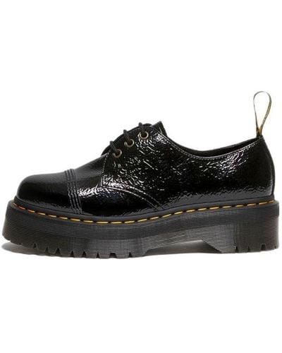 Dr. Martens 1461 Distressed Patent Leather Platform Shoes - Black