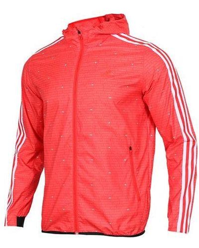 adidas Wb Aop 3s Woven Casual Sports Hooded Jacket - Red