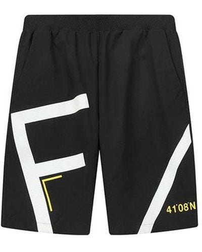 Fila Woven Shorts Loose Full Print Casual Sports Pants - Black
