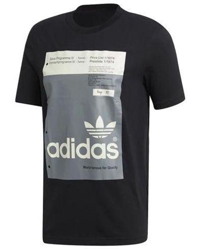 adidas Originals Logo Printing Casual Sports Short Sleeve - Black