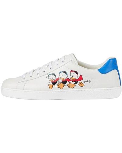 GUCCI Gucci x Disney Mickey Mouse - Rhyton Leather Mid-Top Trainers in BONE  | Endource