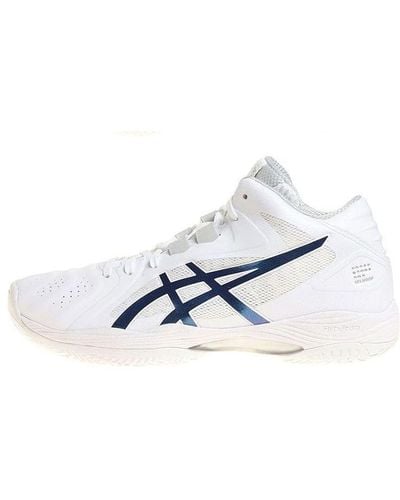 Asics Gel-hoop V13 Cushioning Low Top Basketball Shoes White - Blue