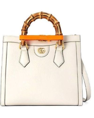Gucci Diana Series Tote Leather Singleshouldermessengerhandholdbag Smallsize - Natural