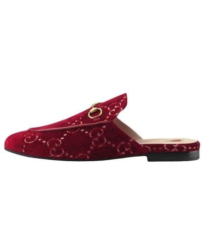 Gucci Princetown gg Velvet Mules - Red