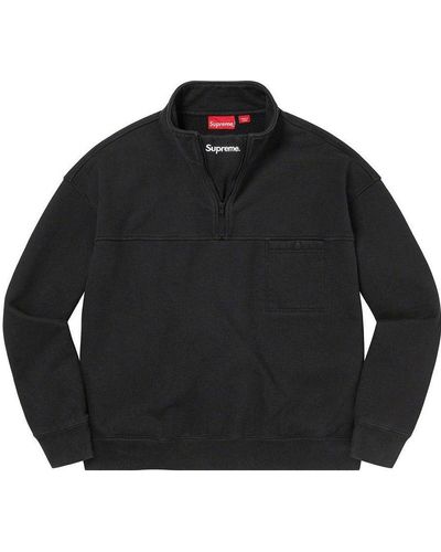 Supreme Washed Half Zip Pullover - Black