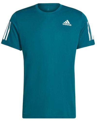 adidas Tennis Training Sports Stripe Solid Color Logo Breathable Quick Dry Casual Short Sleeve Indigo T-shirt - Blue