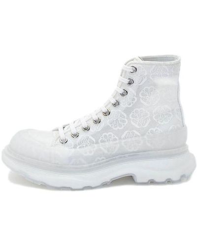 Alexander McQueen Tread Slick Lace Up High Boots - White