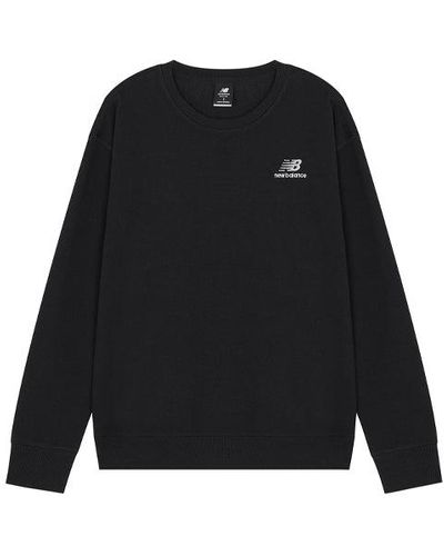 New Balance Ss22 Embroidered Logo Sports Round Neck Pullover - Black