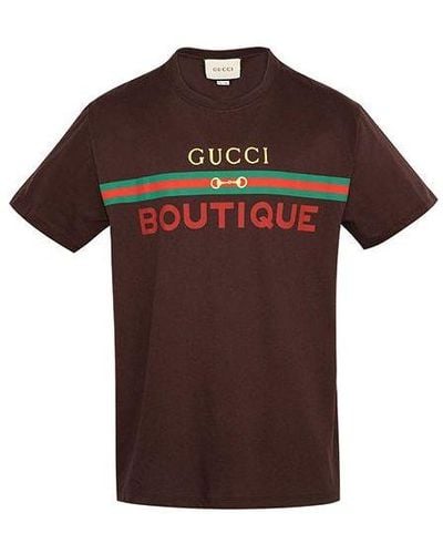 Gucci Round Neck Pullover Short Sleeve T-shirt - Brown