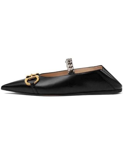 Gucci Ballet Flat With Horsebit Leather - Black