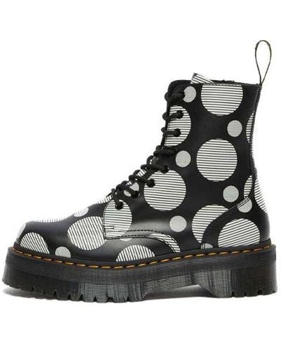 Dr. Martens Jadon Polka Dot Smooth Leather Platform Boots - Black