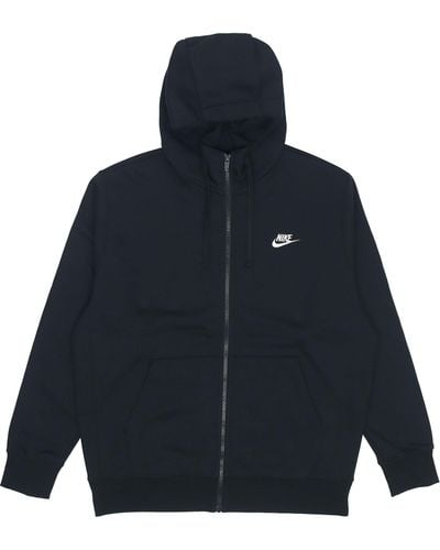 Nike Sportswear Club Fleece Embroidered Logo Solid Color Hooded Zipper - Black