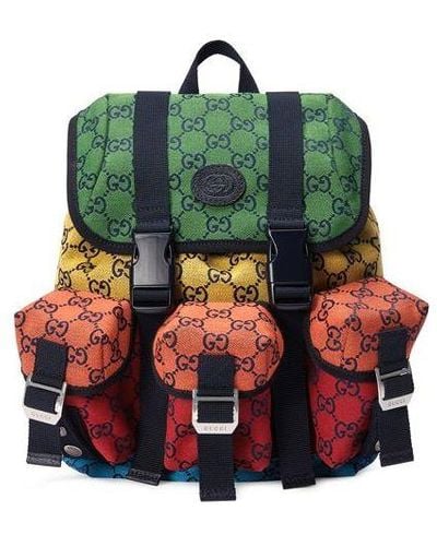 Gucci Leather gg Old Flower Logo Backpack Small Multicolor - Green