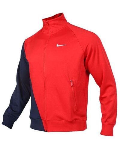 Nike Casual Sports Knit Cardigan Stand Collar Jacket Large - Red