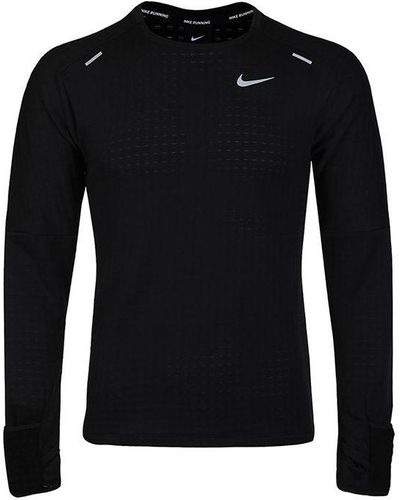 Nike Sphere Dri-fit Running Exercise Round Long Sleeve T-shirt - Black