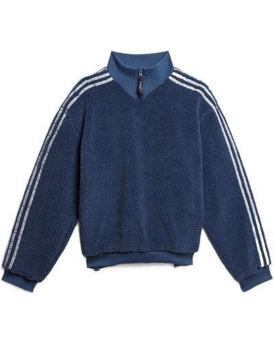 adidas Originals X Blondey Crossover Casual Sports Stripe Stand Collar Pullover Long Sleeves Blue
